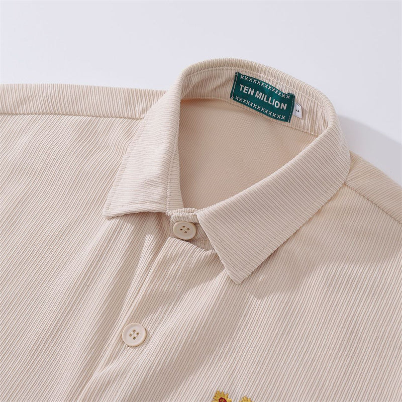 Daisy Letter Embroidery Gentle Lapel Shirt