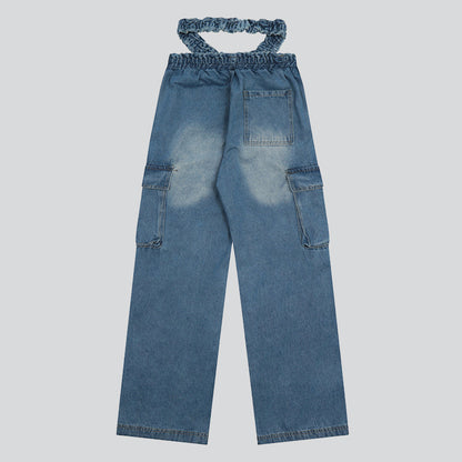 Ruched Hollow Out Cargo Jeans