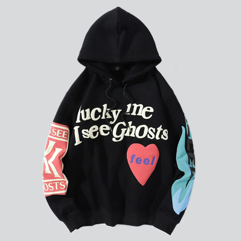 Heart Graffiti Cotton Hoodie