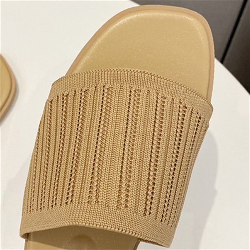 Simple Open Toe Flat Slippers