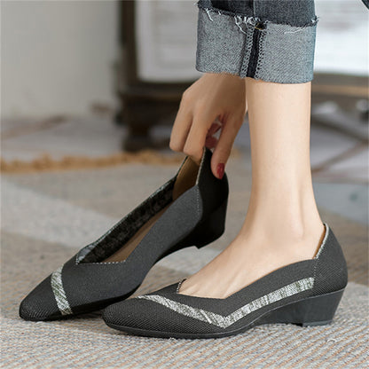 Casual Pointed Toe Wedge Heels