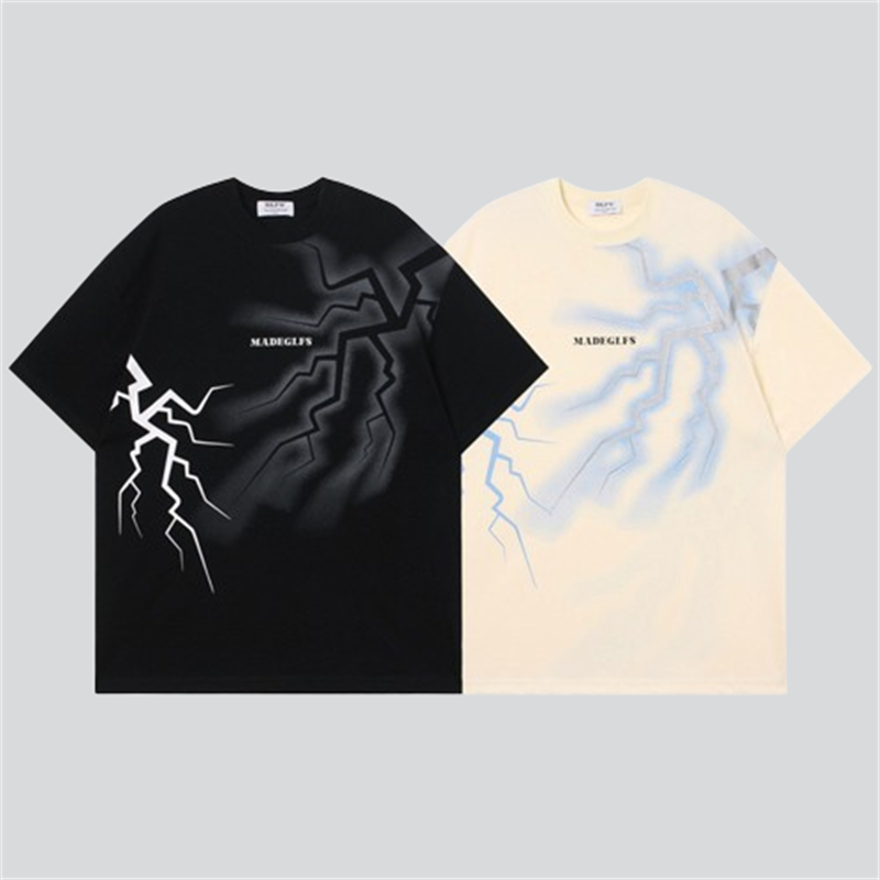 Lightning Print Crew Neck Tees