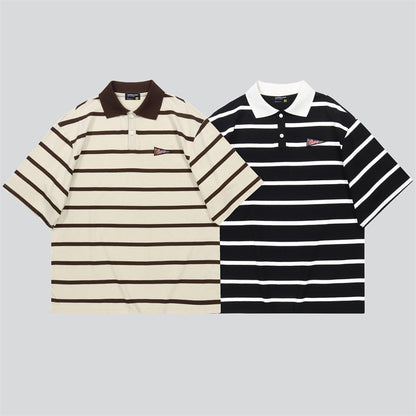 Summer Stripe Short Sleeve Polo Shirt