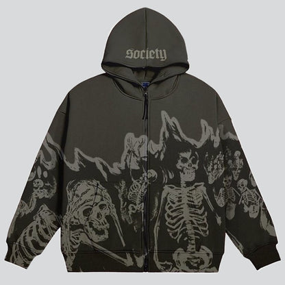 Skeleton Society Zipped Hoodie