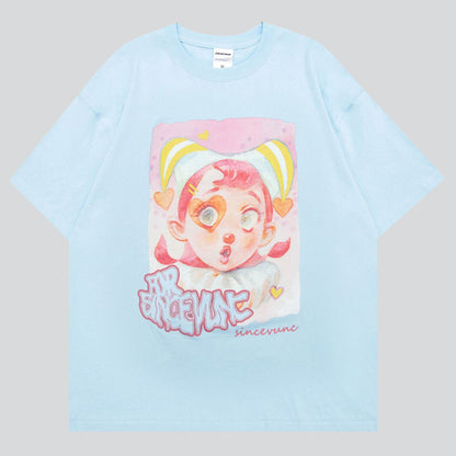 Cute Clown Girl Print Tees