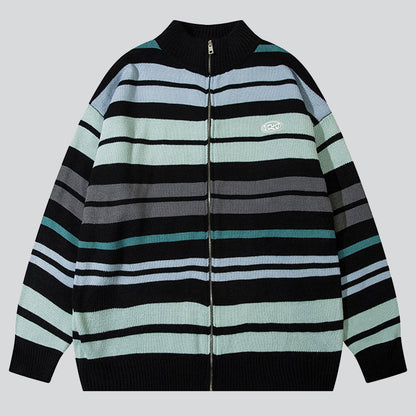 Zip Up Striped Sweater