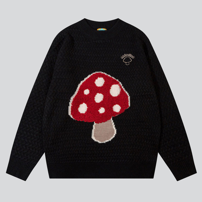 Mushroom Pattern Knitted Sweater