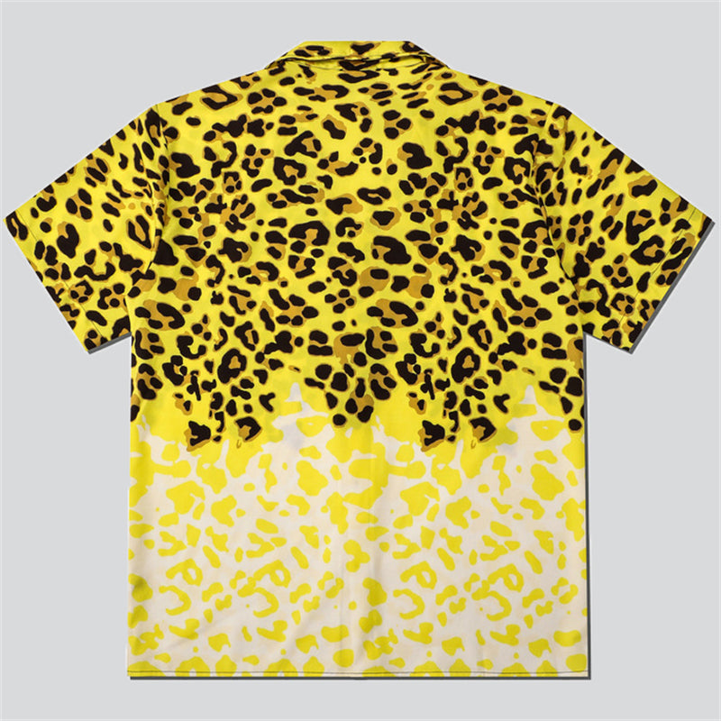 Yellow Leopard Print Beach Shirt