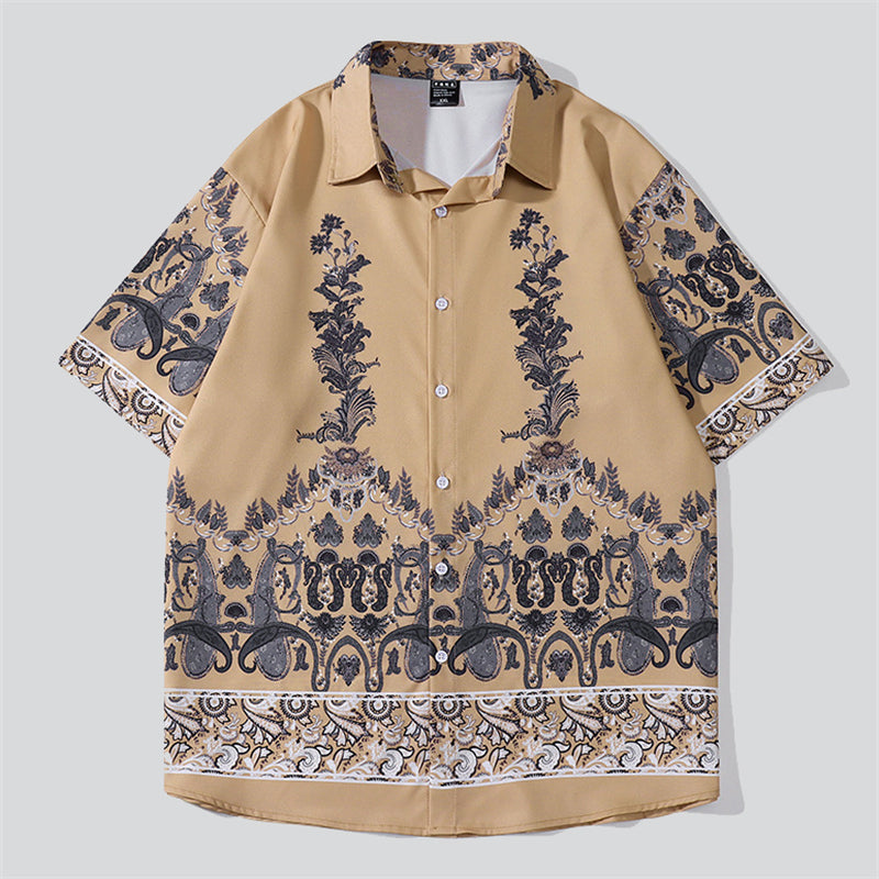 Casual Short Sleeve Lapel Print Shirt