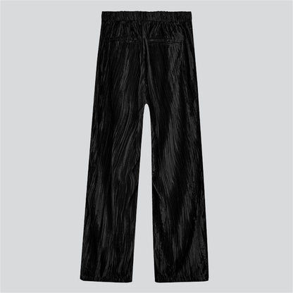 Metal Chain Velvet Straight-Leg Pants