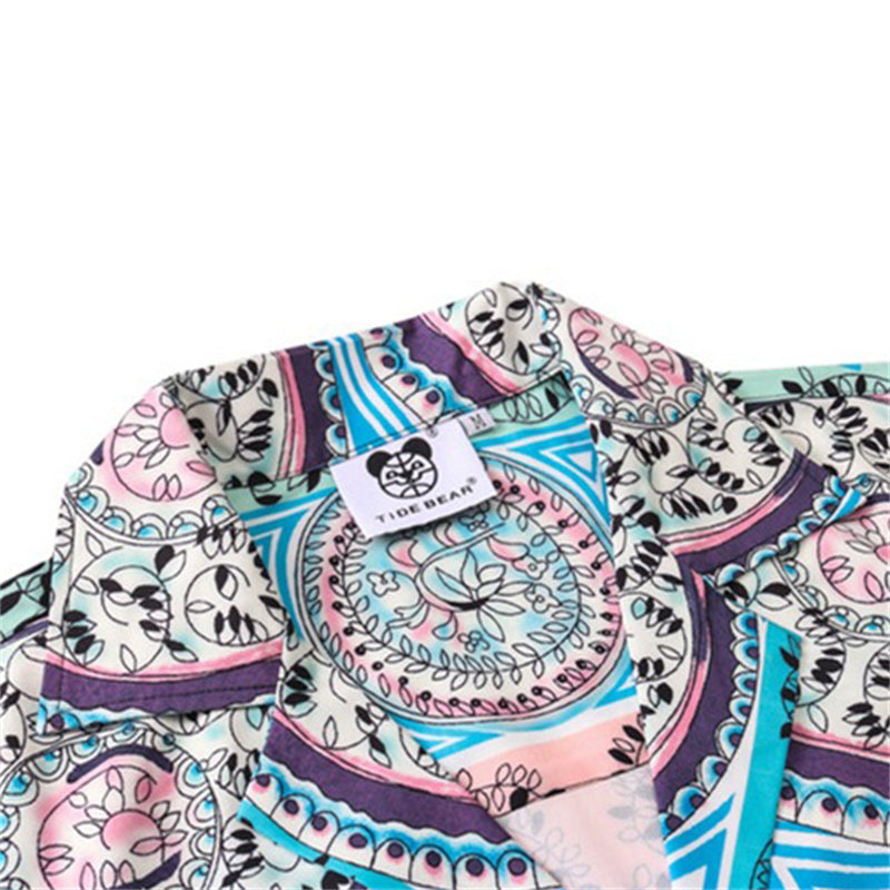 Circle Botanic Print Beach Shirt