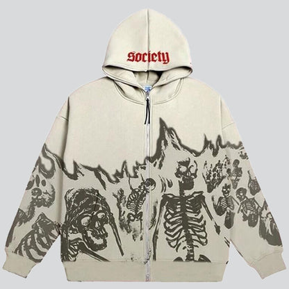 Skeleton Society Zipped Hoodie