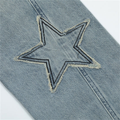 Five-Pointed Star Patch Embroidery Jeans