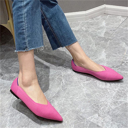 Fashionable Pointed Toe Knit Flats