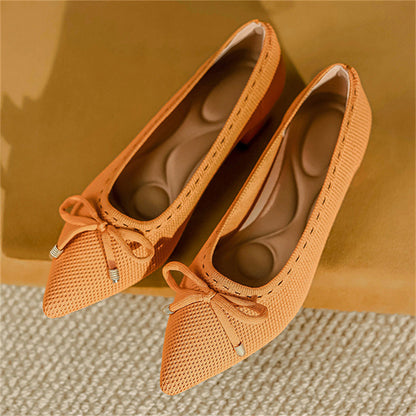 Bowknot Pointed Toe Block Heels