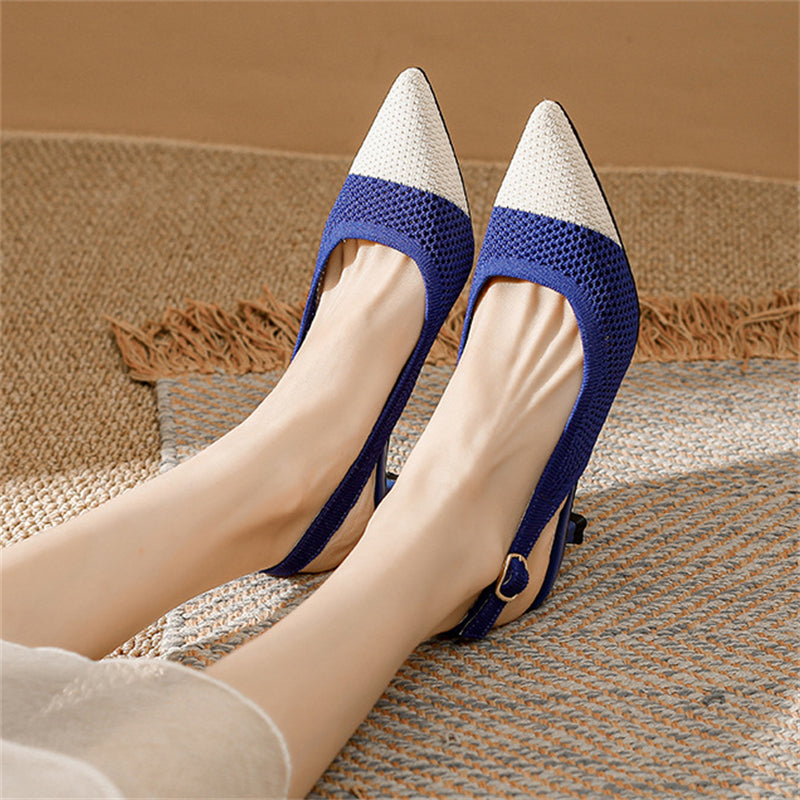 Contrast Color Pointy Toe Sandals