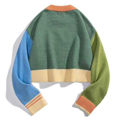 Trendy Color Block Short Sweater