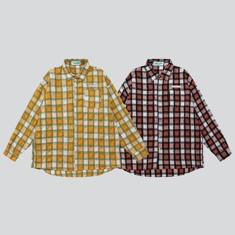 Yellow and Red Plaid Casual Shirt