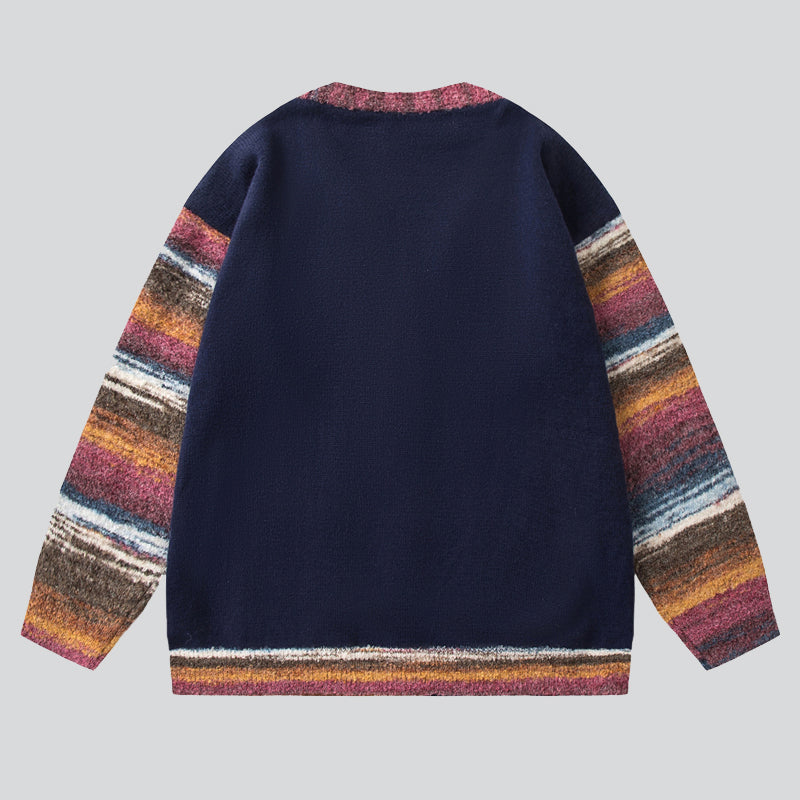 Colorful Stripes Embroidered Sweater