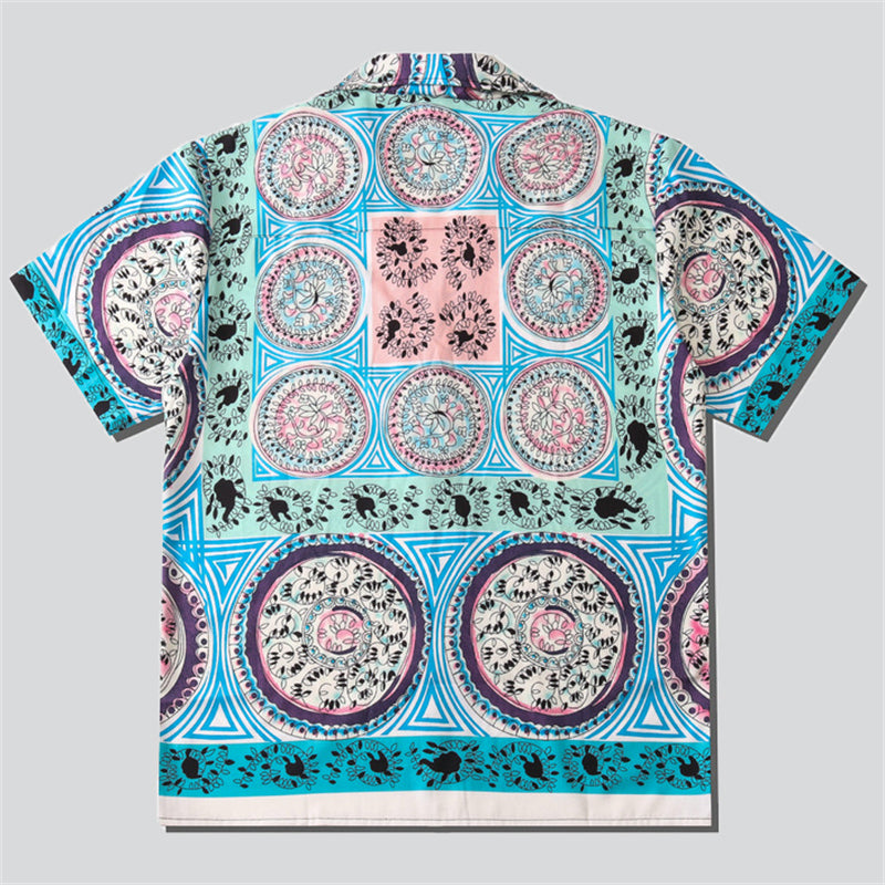 Circle Botanic Print Beach Shirt