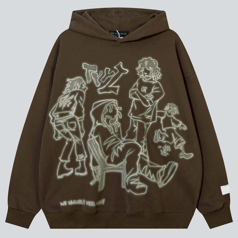 Cartoon Graphic Print Hoodies