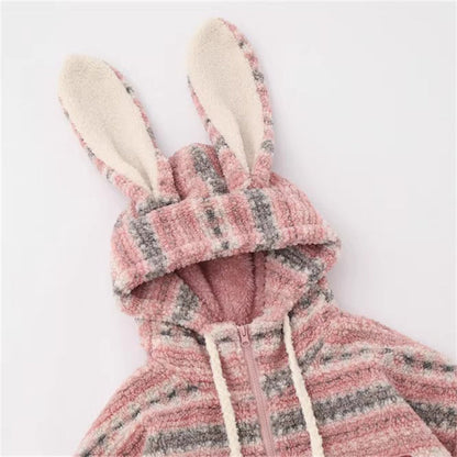 Sweet Fluffy Rabbit Ears Coat