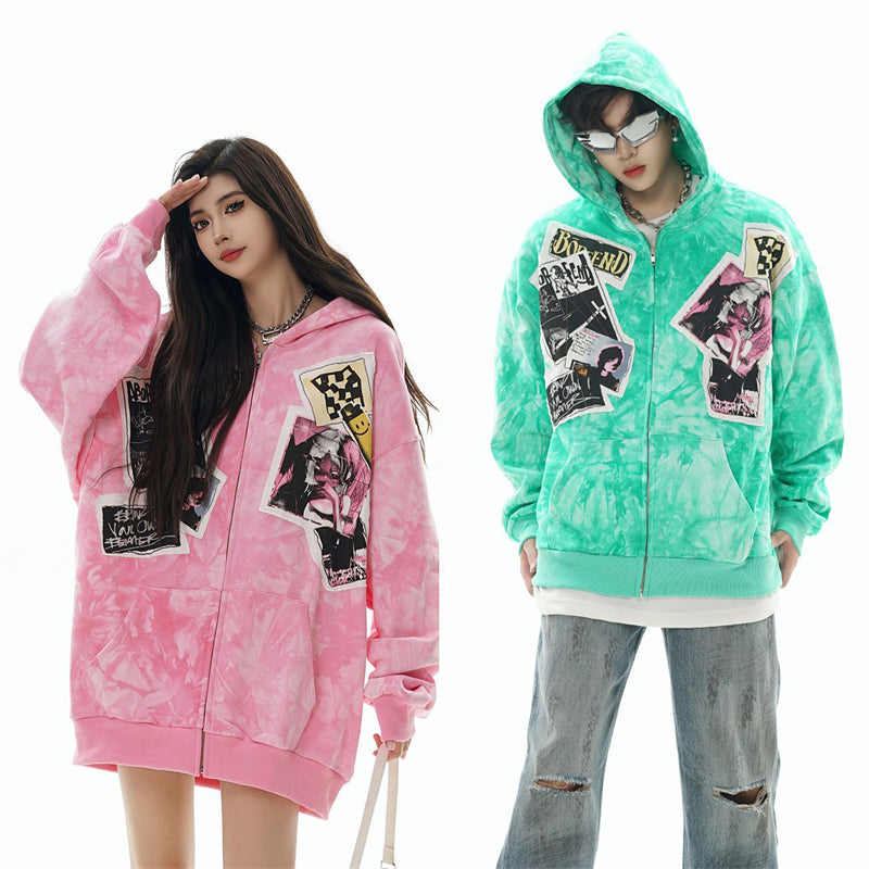 Graffiti Poster Patch Couple Hoodies