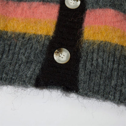 V-neck Multicolor Stripes Sweaters