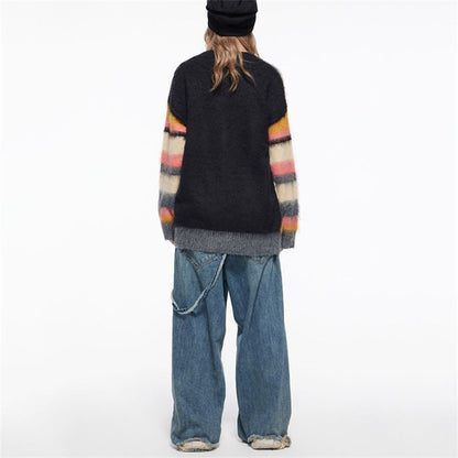 V-neck Multicolor Stripes Sweaters