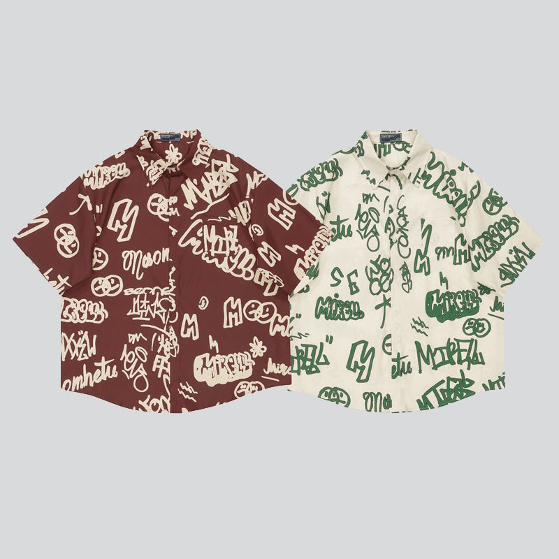 Fun Letters Graffiti Print Shirts