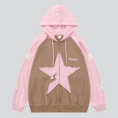 Couple Star Patch Raglan Hoodie